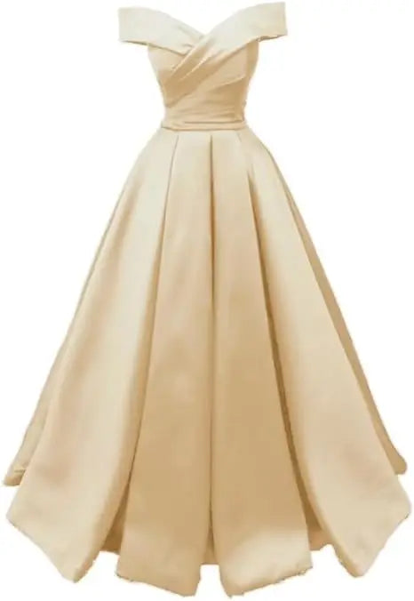 Vintage Off The Shoulder Evening Dresses Long Satin Prom Dress Elegant Women Formal Gowns Wedding Dress Party Dress Customized