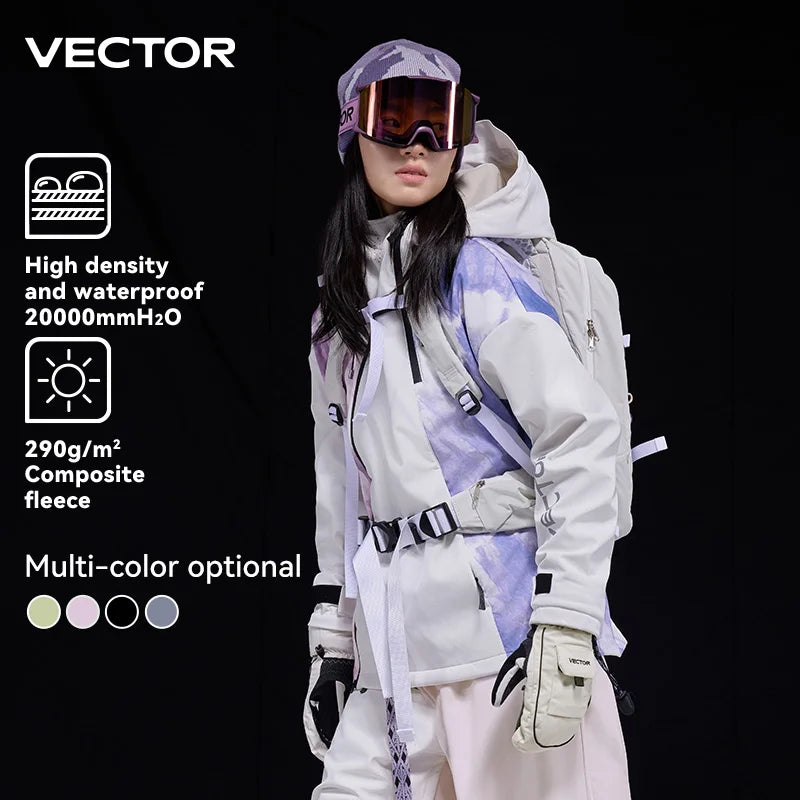 VECTOR Men and Women Splicing Skiing Skiing Top Waterproof Windproof Warm Durable Indoor and Outdoor Skiing Snowboard Jacket