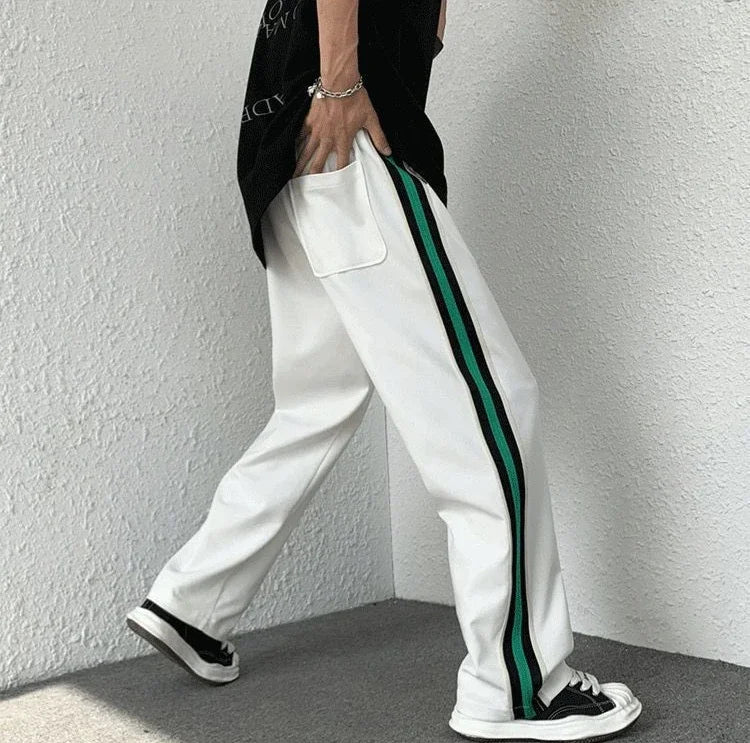 Male Sweat Pants Track Sport Trousers Straight Sweatpants for Men Athletic Stripe Wide Leg Black Stylish Casual New Items in Y2k