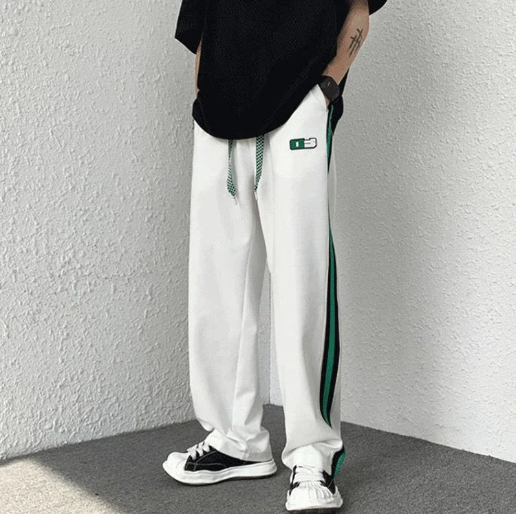 Male Sweat Pants Track Sport Trousers Straight Sweatpants for Men Athletic Stripe Wide Leg Black Stylish Casual New Items in Y2k