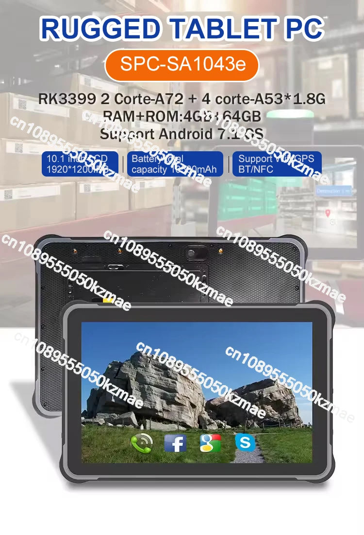 Industrial 5G Smart Tablet PC with IP65 Waterproof Drop-proof Android 10 8G RAM 256G ROM Octa Core Processor LED Backlight WiFi