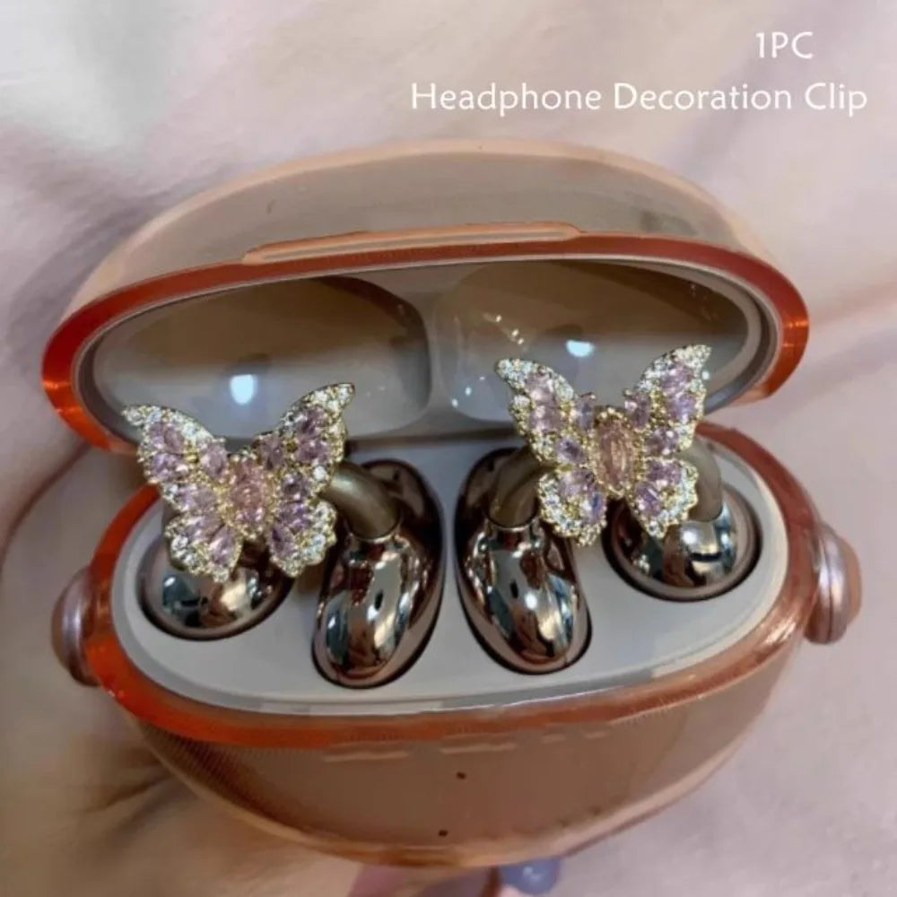 DIY Headphone Diameter Buckle Zircon Rotatable Headphone Decoration Clip Easy to Install Removeable Earbud Accessories