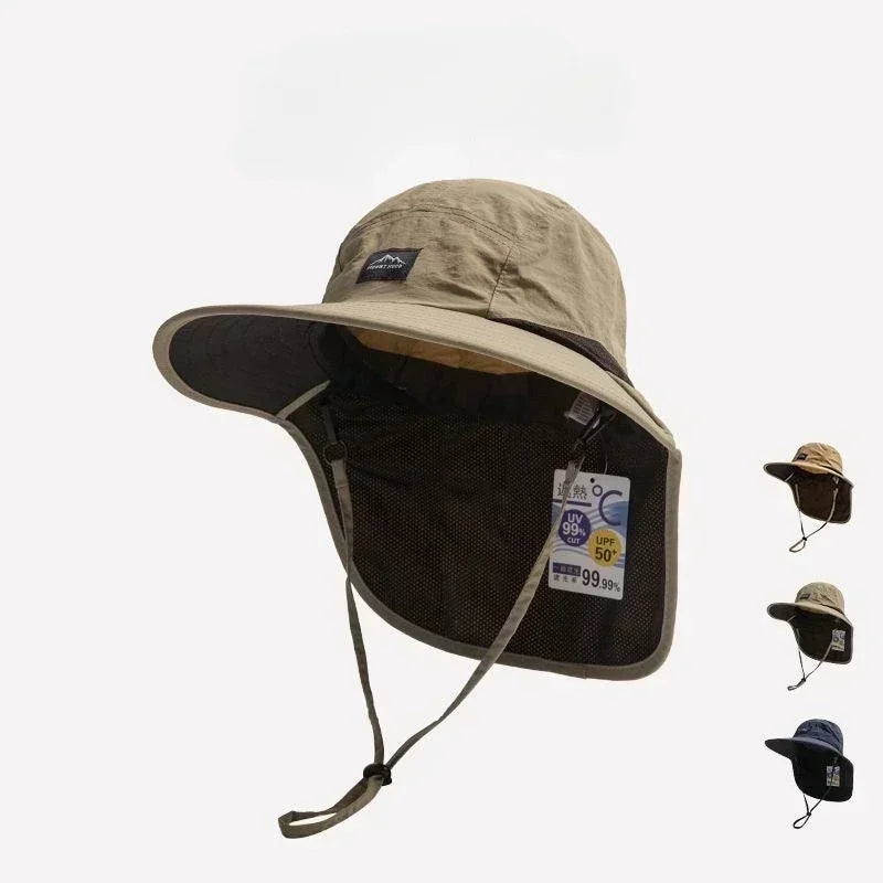 Caps Summer Wide Brim Neck Protection Unisex Bucket Hats Outdoor Visor Quick-drying Panama Sunscreen Tied Fishing Hiking Hat