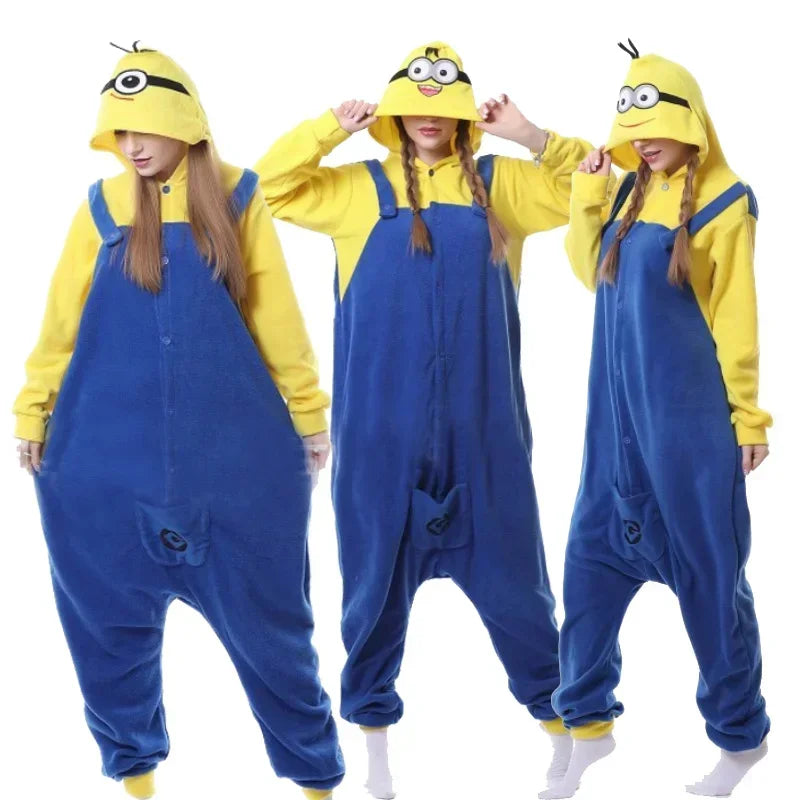 Halloween Pyjama Anime Mespicable Me Minions Smile pour adultes, combinaison de dessin animé, vêtements de nuit Onesie