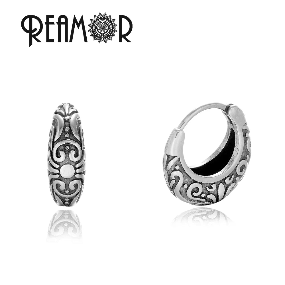 Boucles d’oreilles REAMOR 1 Pair Fashion Round Ball Hoop Earrings Punk Style Cross Piercing Earrings For Women Men Ethnic Simple Ear Jewelry Gift