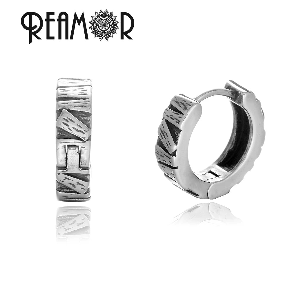 Boucles d’oreilles REAMOR 1 Pair Fashion Round Ball Hoop Earrings Punk Style Cross Piercing Earrings For Women Men Ethnic Simple Ear Jewelry Gift